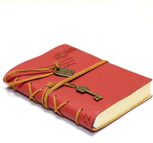EvZ Leather Writing Journal Notebook, 7 Inches Key Bound Retro Vintage Notebook Diary Sketchbook Gifts with Unlined Travel Journals to Write in fo...