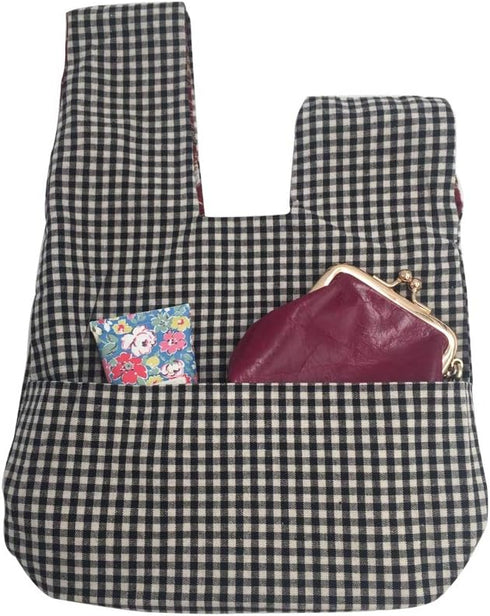 BAR Stylish Cotton Japanese Pattern Wrist Bag Sleeve Knot Pouch Portable Canvas Tote Purse for Female, Women (Plant)...