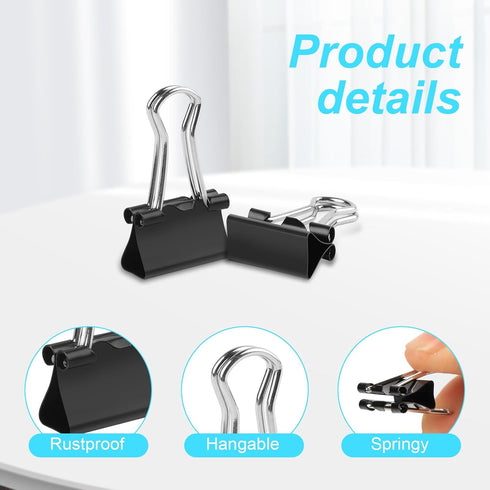 240 Pcs Mini Binder Clips, Small Binder Clips, 15mm Black Clips for office...