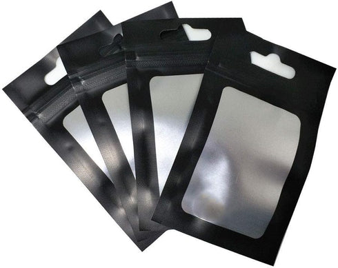 PABCK 100 Pack Resealable Window Zipper Lock Bags 3x4.7 inch(Usable Size 2.55x3.35 inch) with Euro Hang Hole for Zip Food Storage Lock Pouches Pla...