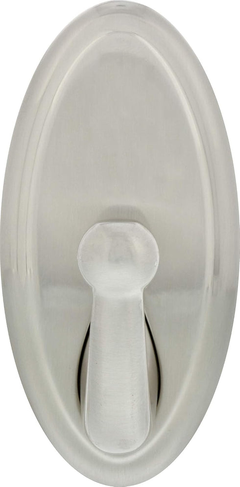 HIGH & MIGHTY 515819 Decorative Metal Hook, Easy Tool-Free Dry Wall Installation, Oval, Holds up to 25lb, Satin Nickel...