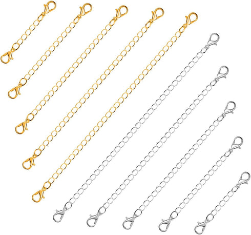 Chain Extenders for Necklaces, Anezus 10pcs Jewelry Extenders for Necklaces, Stainless Steel Chain Extenders for Necklace, Bracelet and Anklet (As...