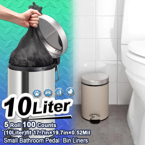 Small Bathroom Trash Bags AOSULI 3 Gallon/10 Liter Trash Can Bags,100 Counts Plastic Waste Basket Bags,Small Black Garbage Bags for Bathroom Can, ...