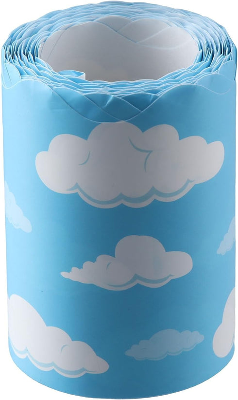 Blue Sky Clouds Bulletin Board Border Borders, for Board Scalloped Bulletin Board Decor, Blue Board Trim...