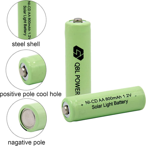 QBLPOWER Ni-CD AA 800mAh 1.2V Rechargeable Battery for Solar Outdoor Lights Lamp Garden Yard Lawn(8 Pieces)...