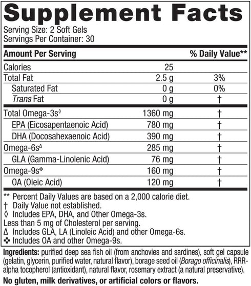 Nordic Naturals Complete Omega Xtra, Lemon - 60 Soft Gels - 1360 mg Omega-3 + 76 mg GLA - Healthy Skin, Joints & Cognition - Non-GMO - 30 Servings...