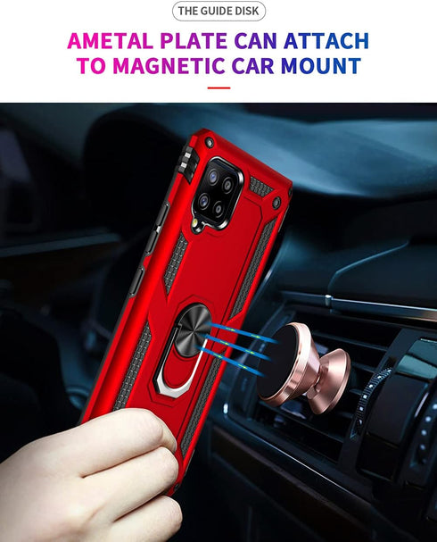 for Samsung Galaxy A42 5G Case with HD Screen Protectors, Military-Grade Metal Ring Holder Kickstand 15ft Drop Tested Shockproof Cover Case for Sa...