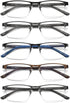 EYECEDAR Blue Light Blocking Reading Glasses for Men, Metal Half Frame Spring Hinges Anti-Glare Eyestrain 5 Pack Computer Eyeglasses Readers 3.00...