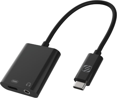 Scosche CAAP StrikeLine USB Type-C Headphone Adapter with Female 3.5mm Aux Input and USB-C Charging Port for Mobile and Music Devices, Black...
