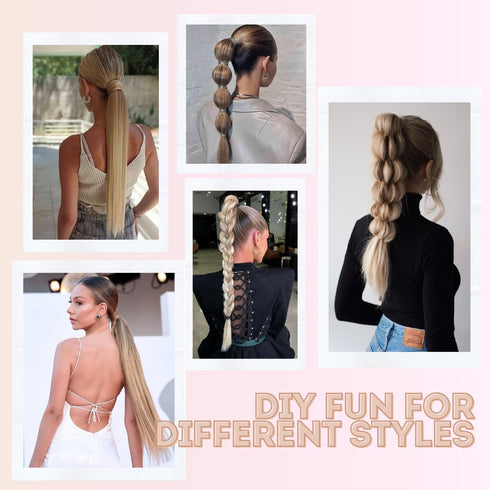 28inch Long Ponytail Extension with Hair Tie, Multi Dark Blonde Yaki Straight Ponytail Thick Braiding Hair Ponytail Natural Fake Pony Tails Hairpi...