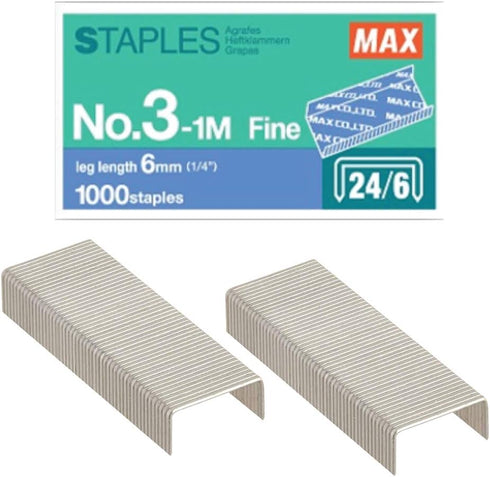 MAX 1/4-Inch Staples for HD-3DF Stapler, 1,000 Staples Per Box (3-1M)...