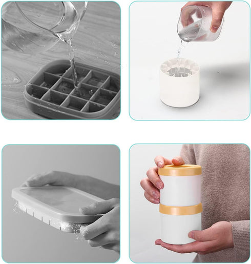 Mini Ice Cubes Maker, Decompress Ice Lattice,Cylinder 3D Silicone Ice Lattice Molding Ice Maker,Holds to 60 Ice Cubes Portable Ice Trays for Freez...