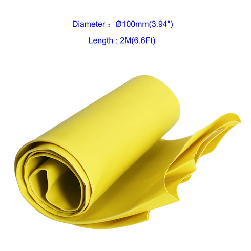 100mm ID Yellow Heat Shrink Tubing Shrinkable Tube 1M(3.3Ft) 1pcs...