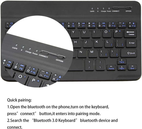 FLY WAY Portable Wireless Bluetooth 3.0 Keyboard,Ultra-Slim Mini Keypad 78 Keys Rechargeable Bluetooth Keyboard for iOS Android Windows Tablets an...