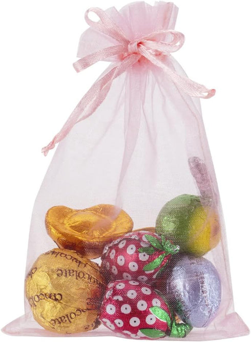 HRX Package 100pcs Blush Pink Organza Gift Bags, 4 x 6 inch Candy Mesh Drawstring Bags Jewelry Pouches for Christmas Wedding Baby Shower Party...