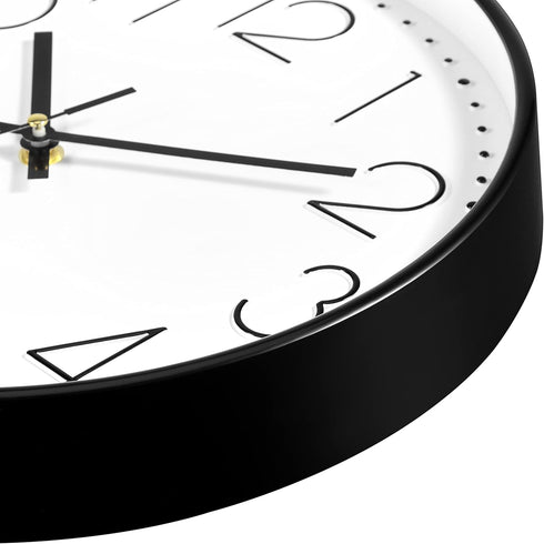 Foxtop Black Wall Clock 12 Inch Silent Non Ticking Quartz Battery Operated Round Clock Easy to Read for Office Classroom School Home Living Room B...