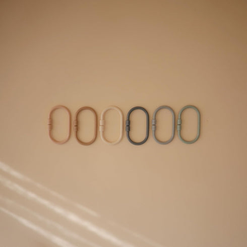 mushie Baby Chain Link Rings Toy 12 Count | Multiuse Car Seat Stroller Connecting Toy (Natural, Stone, Tradewinds)...