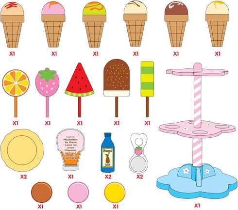 PowerTRC 22 Pcs Sweet Treats Ice Cream and Desserts Tower Playset | Perfect for Kids' Playtime Adventures with Popsicles and Ice Cream Delights!...