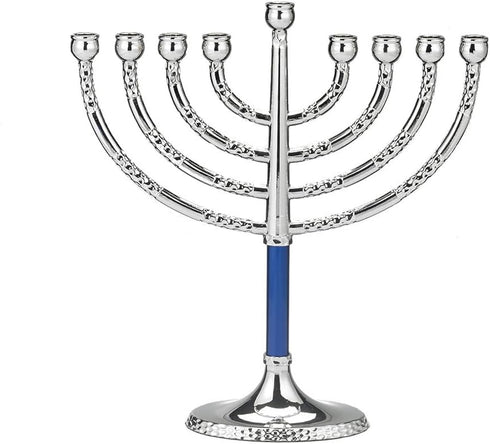 Rite Lite Classic Chanukah Menorah with Hammered Accents with Black & Silver - Hanukah Menorah (Blue & Silver)...