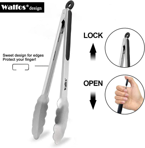 Walfos 7 inch Small Kitchen Tongs for Cooking, Mini Silicone Serving Tongs, Great for Cooking, Salad, Grilling, Pasta, Steaks, Vegetables...