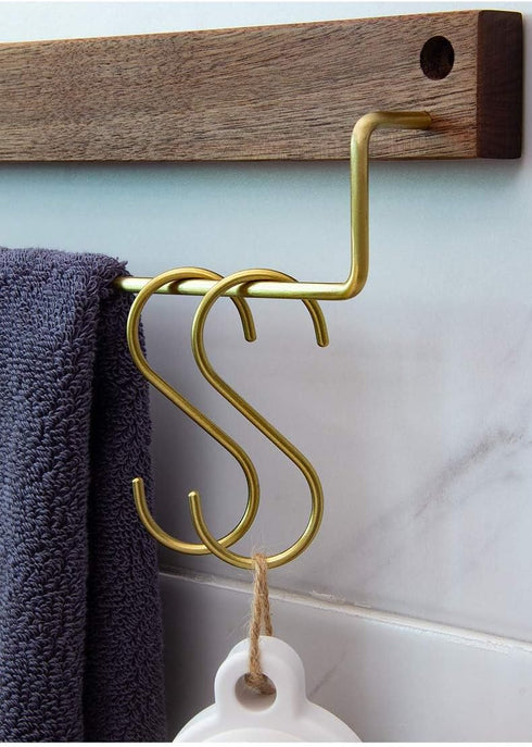 YANGQIHOME 6 Pieces, Brass S Shaped Hooks, Gold Coat Clothes Towel Hangers, Kitchen Pots Pans Coffee Cups Rack Hooks...