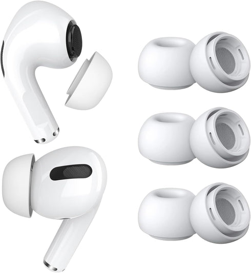 MMOBIEL 3 Pairs Replacement Earbud Tips for AirPods Pro Gen 1 & 2 Anti-Slip Silicone Ear Tips – Earbuds with Noise Reduction Hole, Portable Storag...