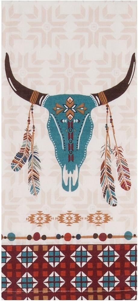 Southwest at Heart Kitchen Towel Set - Cowboy Boots & Cattle Skull (2 Item Bundle)...