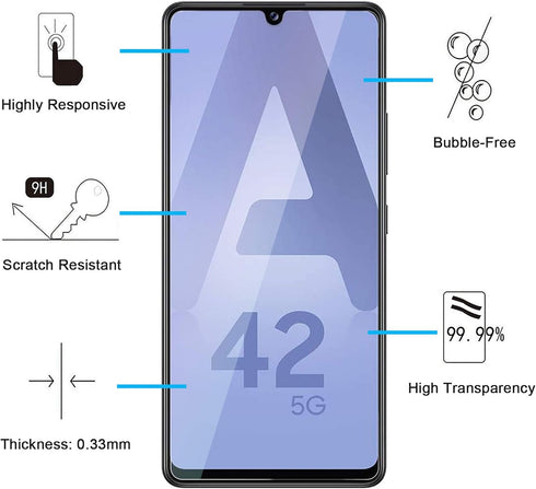 NEW'C 3 Pack Designed for Samsung Galaxy A42 5G, Galaxy M12 Screen Protector Tempered Glass, Case Friendly Anti Scratch Bubble Free Ultra Resistan...