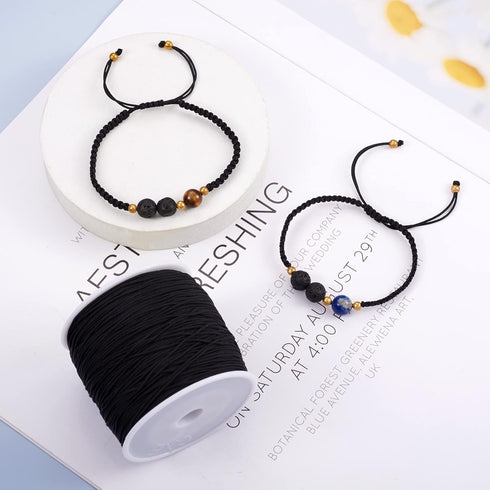 Pandahall 100 Yards Nylon Beading Cord 0.8mm Braided Nylon Beading String Thread Chinese Knotting Cord with Plastic Spool for Knotting Braiding Be...