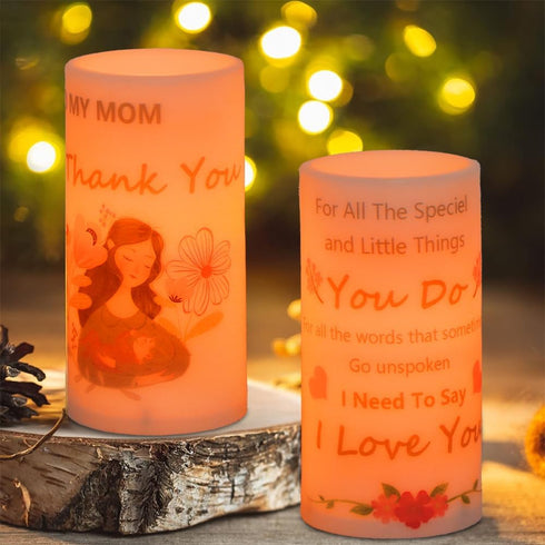 Flameless Candle Gifts for Mom Battery Operated Flameless Candles with Remote Timer for Mother's Day Birthday Christmas Gifts Set of 2...