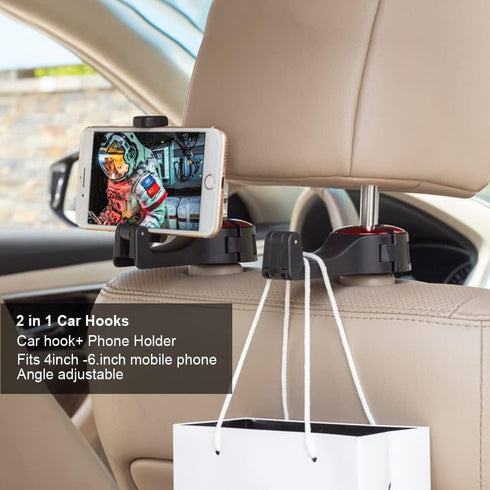 UDIKEFO Universal Car Vehicle Back Seat Headrest Mobile Phone Holder Hanger Holder Hook for Bag Purse Cloth Grocery (Red - 2 Pack)......