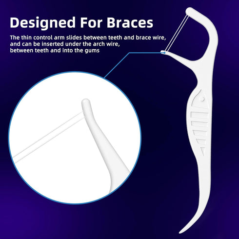 RAZOKO Orthodontic Flossers for Braces, Ortho Twin Line Dental Floss Picks, Designed for Braces, 225 Count...