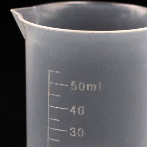 6 Pack 50ml Lab Plastic Graduated Beaker Transparent Measuring Beaker Cup Mixing Cup Liquid Container for Science Lab...