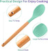 3 Pcs Large Silicone Spoon Wooden Handle Wood Handle Mixing Spoons Silicone Mixing Spoon for Cooking Baking Stirring Silicone Spoons Nonstick Heat...
