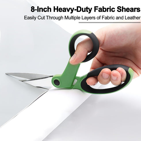 Premium Sewing Scissors Bundle, 8" Heavy Duty Fabric Scissors, 5" Embroidery Scissors, 4" Small Detail Scissors, 5" Thread Snips, Tailoring, Dress...