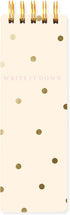 Graphique Reporter Journal, Cream Polka Dot, Embellished Gold Foil Portable Notebook, 150 Lined Sheets, 3" x 8.75" - Perfect for Note Taking, List...