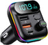 Bluetooth Adapter for Car, Wireless FM Radio Transmitter, Wireless Bluetooth 5.0, MP3 Music Player, QC3.0 + PD 20W USB Car Charger, 7 Colors LED B...