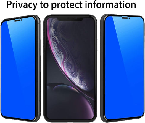 2 Piece Privacy Tempered Glass for iPhone XR/iPhone 11 6.1 inch Anti-blue Anti-Spy Screen Protector Mirror Blue...