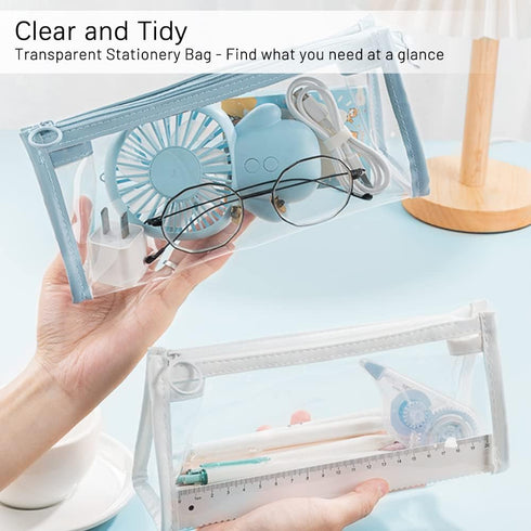 4 PCS Pencil Cases Pen Pouch Clear Transparent Marker Pouch with Zipper, Exam Pencil Storage Bag Travel Cosmetic Makeup Bag, Stationery Toiletries...