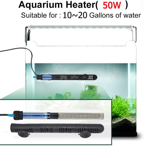 Mylivell Aquarium Heater Adjustable Submersible Fish Tank Heater 50W for 10-25 Gallon Small Aquarium Heater Mini Fish Betta Turtle Tank Heater The...