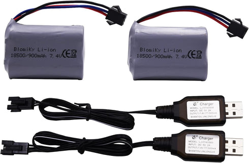 Blomiky SM-3P Plug 7.4V 900mAh Li-ion Rechargeable Battery and Charger Cable for G03082R Amphibous RC Cars C82 Battery......