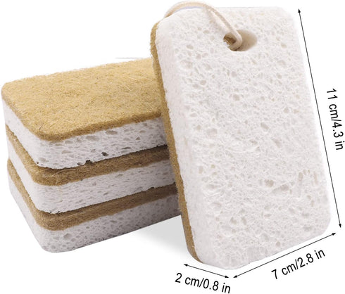 Natural Sponge, Sponges Individually Wrapped, Non Scratch Kitchen Cleaning Sponge Scouring Pad Cellulose Coconut Scrubbing Sponge for Washing Dish...