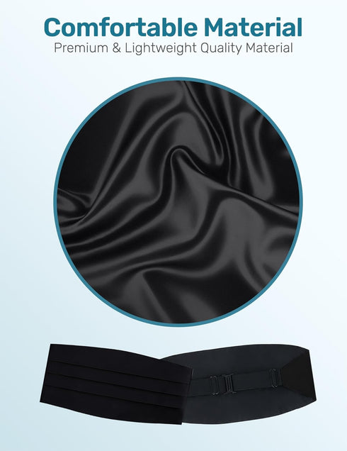 S.H. Churchill & Co. Men's Adjustable Satin Cummerbund - Black...