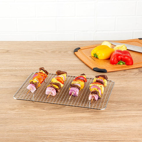 Restaurantware Met Lux 8.5 x 12 Inch Wire Baking Rack 1 Heavy-Duty Oven Wire Rack - Fits Quarter Size Sheet Pan Dishwashable Stainless Steel Cooli...
