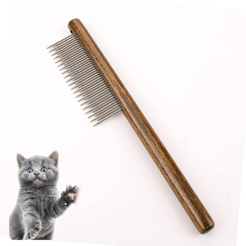 Dog Cat Comb with Solid Wood Handle Stainless Steel Teeth, Professional Pet Grooming Supplies Accessories Perfect for Honghair Hairy Pets...