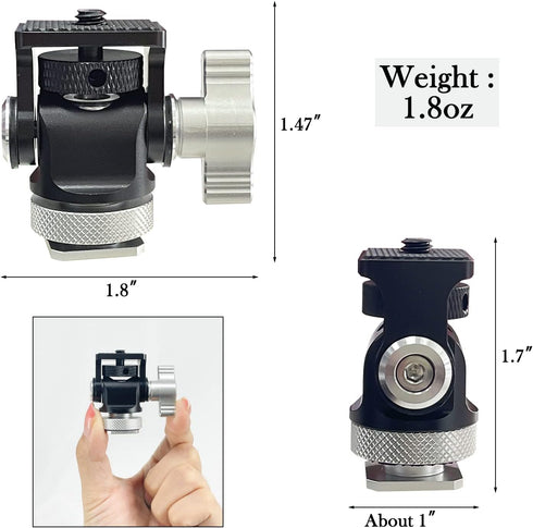 Sutekus Field Monitor Mount Holder with Cold Shoe Swivel and Tilt Adjustable 1/4" Screw Thread Adapter for 5’’ and 7’’ Monitor...
