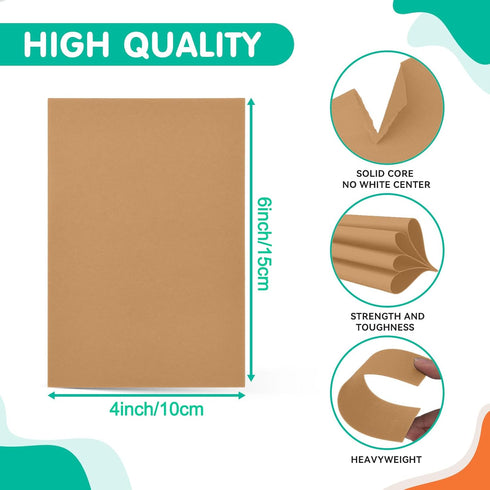 50 Sheets Brown Kraft Cardstock 4 x 6 Inch Thick Paper, Brown Smooth Card Stock Heavyweight Printer Paper for Invitations, Scrapbooks, Art, Crafts...