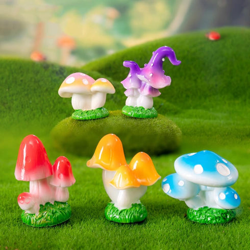 15 Pcs Tiny Mushrooms Colorful Mushroom Tiny Fairy Garden Mushrooms Figurines Little Resin Mushroom for Garden Landscape Bonsai Craft Ornament...