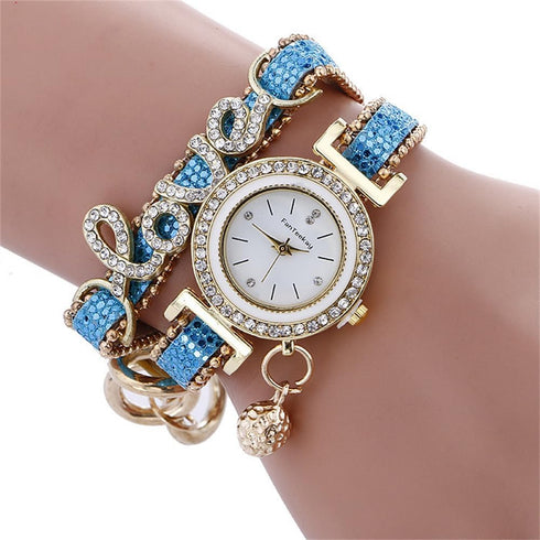 CdyBox Women Wholesale 6 pack Love Printed Bracelet Watches Set Lot Diamond Wrap Around Cuff Quartz Wrist Watch for Ladies Girls...
