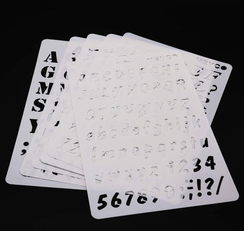 6 PCS Drawing Painting Stencils Scale Template Sets, Alphabet Letter Drawing Painting Stencils Scale Template for Scrapbooking, Card and Craft Pro...